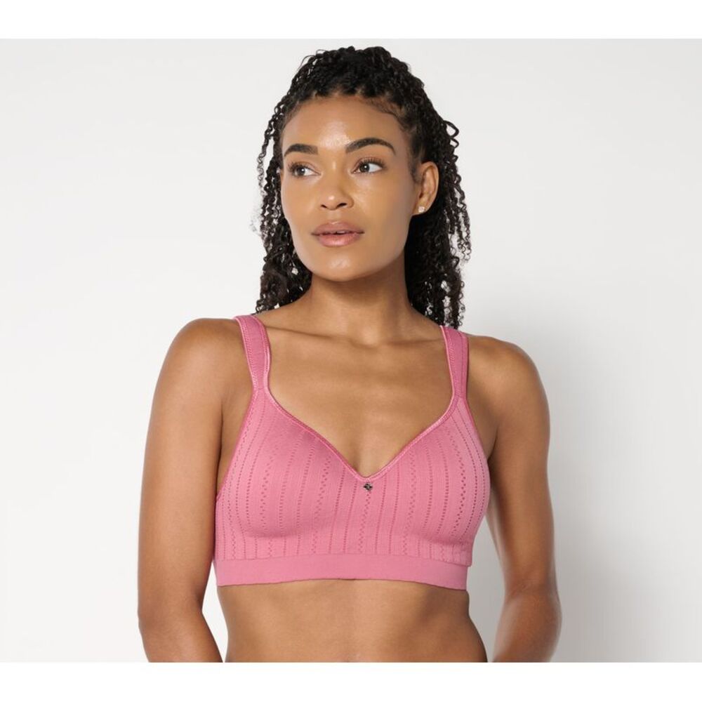 Breezies Women's Bra Sz 40B Seamless Pointelle Wirefree T-Shirt Pink A644712